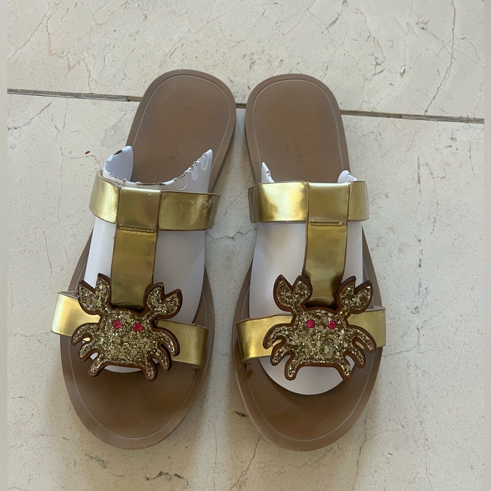 kate spade Gold Crab Slide Sandals - Women